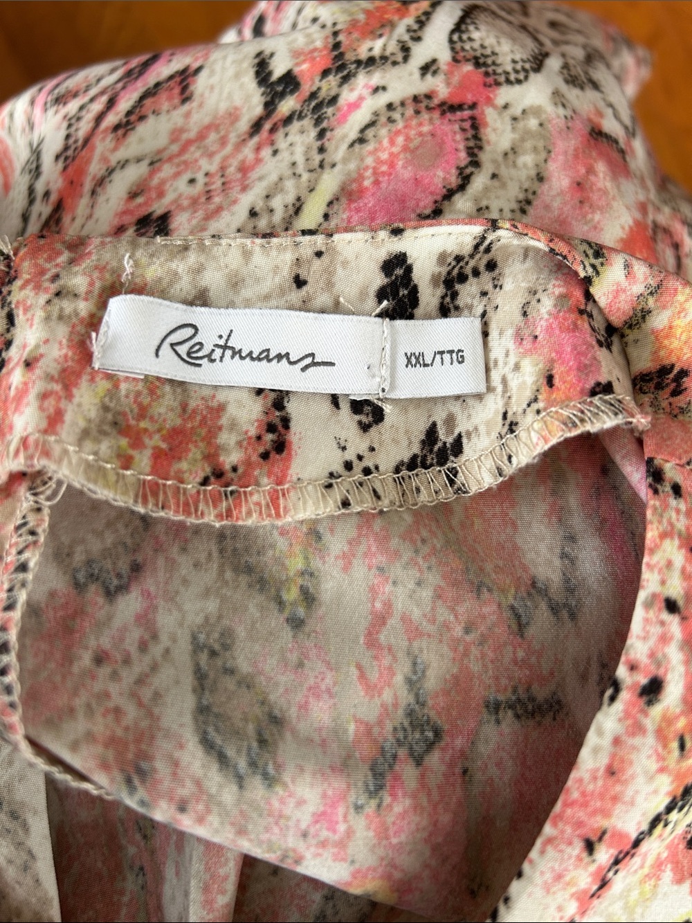 Reitmans Womens Sleeveless Snake Print Blouse Pink Coral XXL Plus Size - Picture 7 of 11